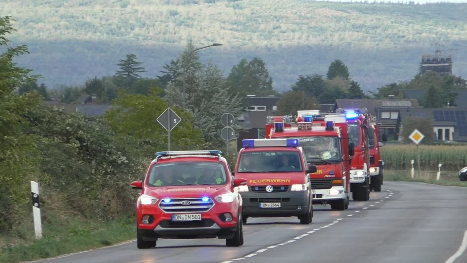 Alarmübung im Tagebau · Feuerwehr auf Verbandsfahrt